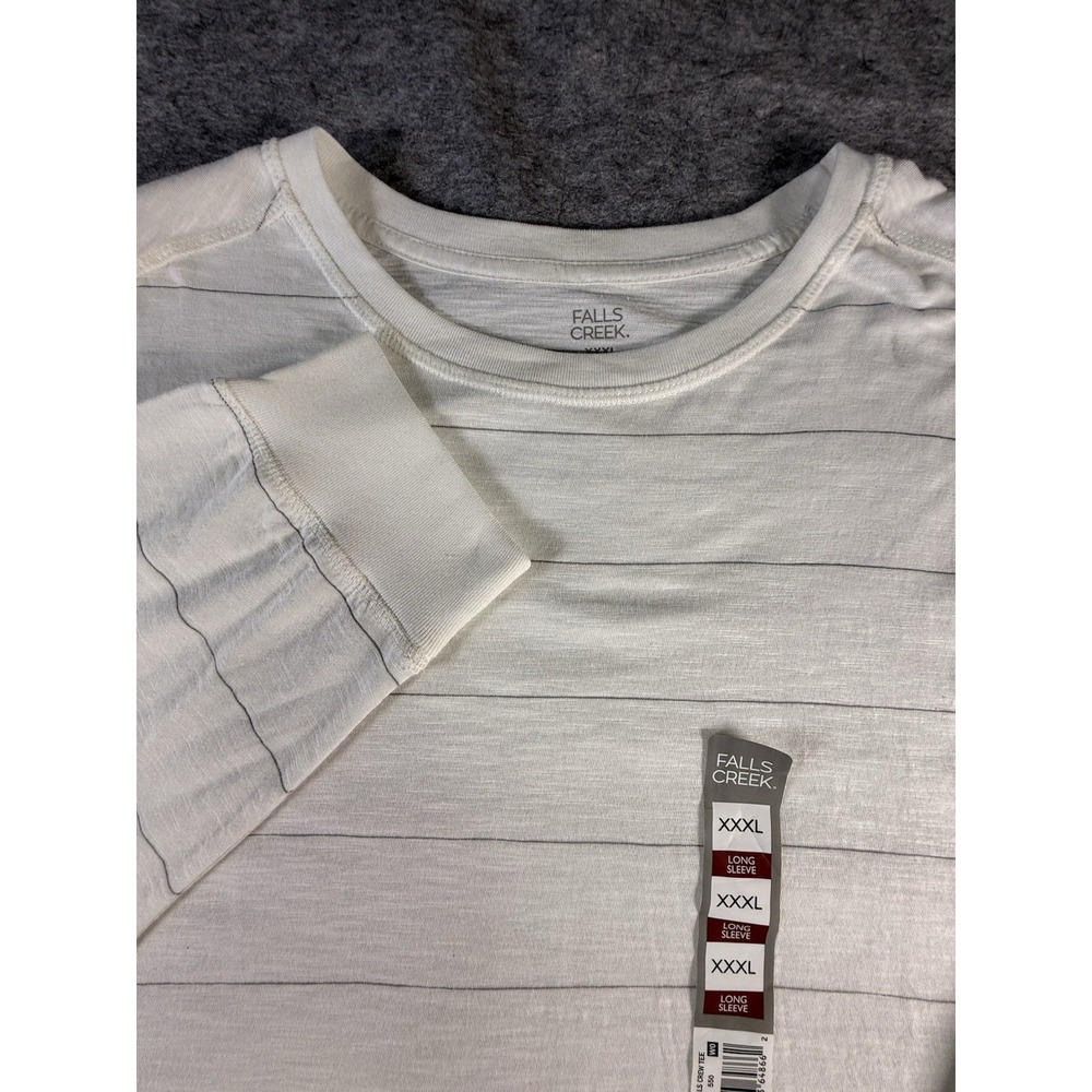 Fall Creek Long Sleeve Pullover T-Shirt Mens 3XL Off White W Grey Stripe NWT